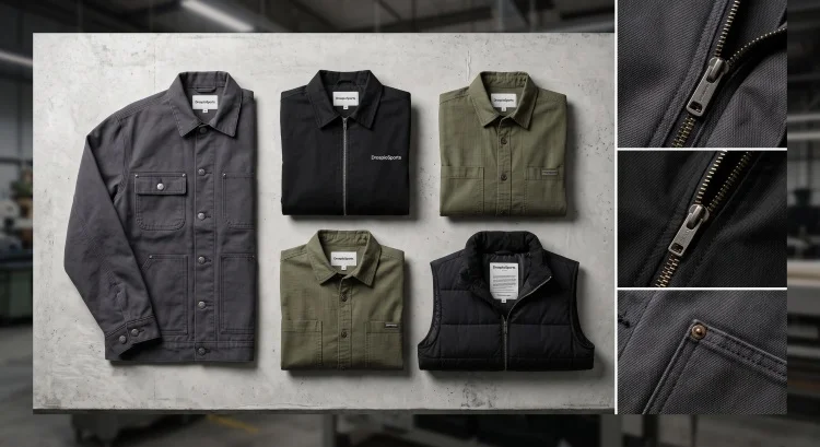 DrospioSports: Custom cut and sew manufacturer crafting twill overshirts, workwear jackets, and insulated layering vests.