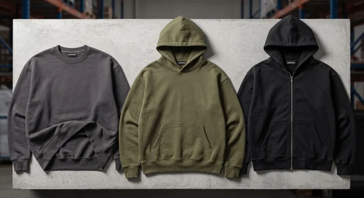DrospioSports: Heavyweight hoodie manufacturer producing 500 GSM loopback French terry pullover, zip-up, and crewneck fleece.